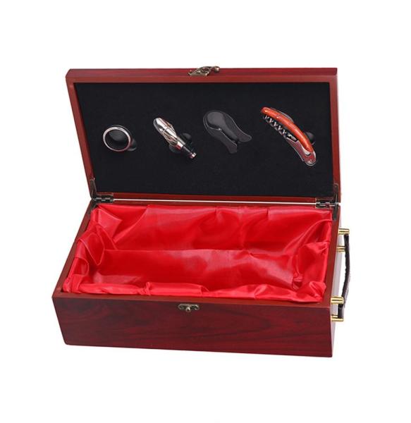 Satin Cloth Interior 2 Bottle Wooden Wine Box  For Custom Cherry Color
