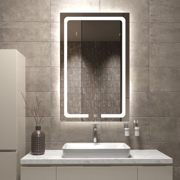 Rectangle Smart Touch Switch Makeup Bathroom Illuminated Led Mirror With Light Dimmable