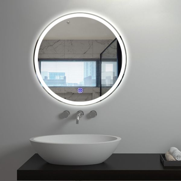 Silver Waterproof Bathroom Mirror Wall Mounted 5mm Frosted Edge Bathroom Mirror