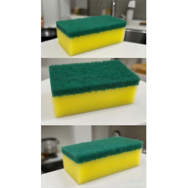 Double-Headed Green-Yellow Scrub Brush – Durable, Bristle-Soft, Stain-Removal, Eco-Friendly Melamine resin sponge