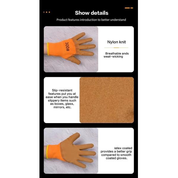 Оптовая торговля износостойкими долговечными латексными резиновыми пенопокрытыми защитными рабочими перчатками