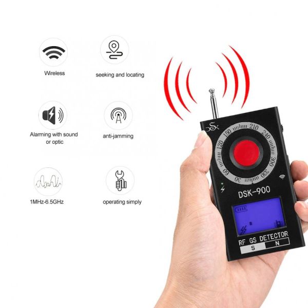 Handheld Wireless RF Signal Detector 1MHz - 6.5GHz For Car GPS And Hidden Camera Tracker