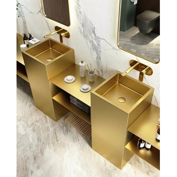 Modern Column Square Pedestal Bathroom Sink Floor Standing SUS304 Material