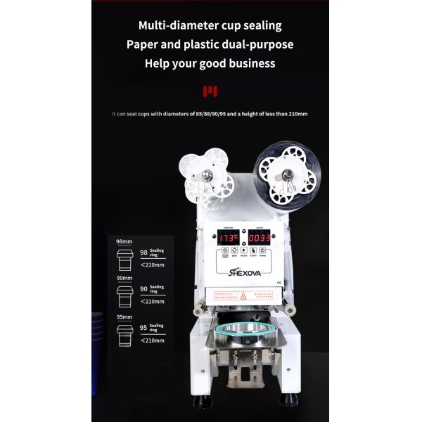 Commercial Automatic Plastic Cup Sealing Machine For Milk Tea Beverage Shop