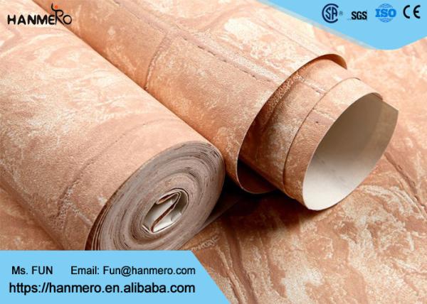 Soft Non - Woven 3D Texture Brick Effect Wallpaper For Living Room Decoration , CSA Listed