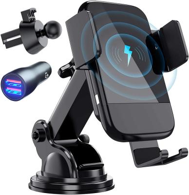 Wireless Car Charger Mount, 10W/7.5W Fast Charging, Adjustable Gravity Air Vent Phone Holder for Car Compatible with iPh