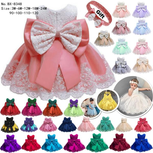 Back Zipper Girls Princess Dress Comfortable Breathable Round Neck