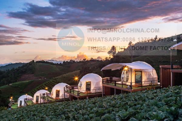 Prefabricated Housing 8m Outdoor Geodesic Dome Resort With Decoration