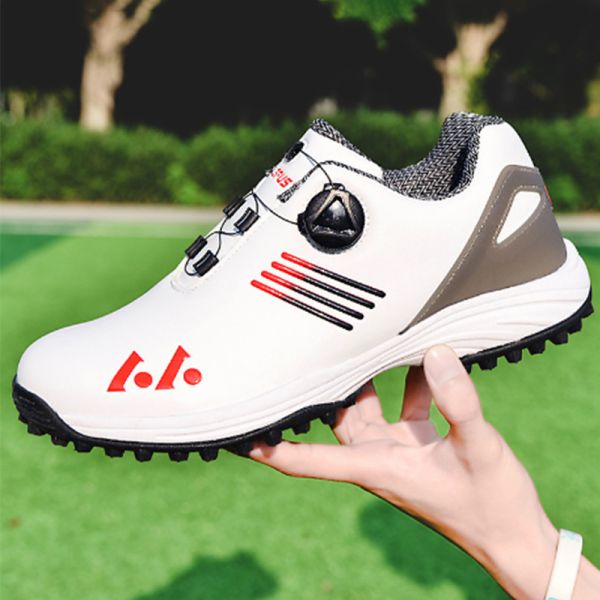 White Black Trainers Mens Golf Shoes Synthetic Leather Upper Cotton Fabric Lining