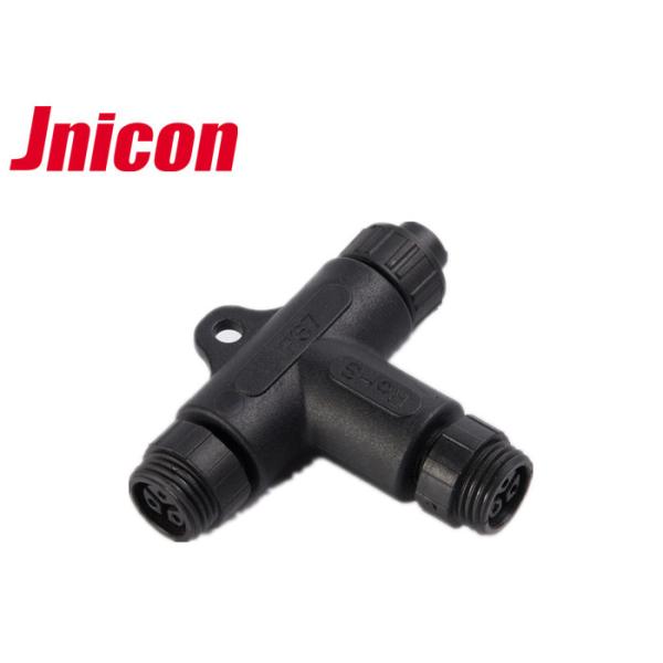 T Shape Waterproof Data Connector Outdoor 3 Pin IP67 Three - Way Push Locking
