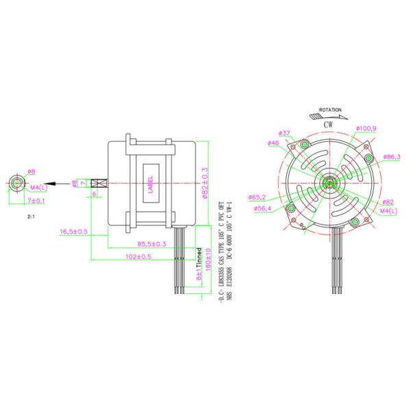 мотор индукции вентилятора мотора индукции 110-240v AC 1200-1300rpm 30-200w