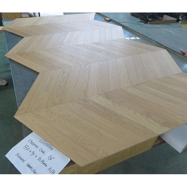 550 x 90 x 10MM, 60 degree 2 layers Chevron Euro Oak Engineered Wood Flooring, AB grade, Natural Brushed vanished,