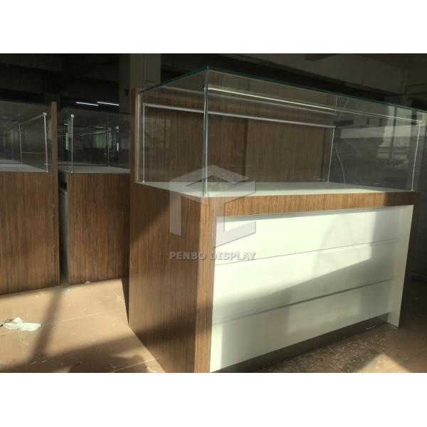 exhibición bloqueable de cristal de Vitrine de la joyería del pedestal T5 LED de la joyería de 500*500m m