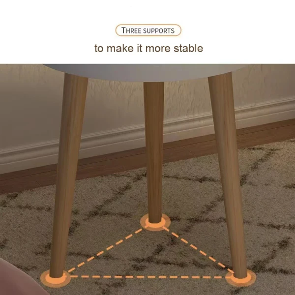 Small Coffee Table, Round with 3 Feets, Stable Side End for Living Room, Bedroom, Office