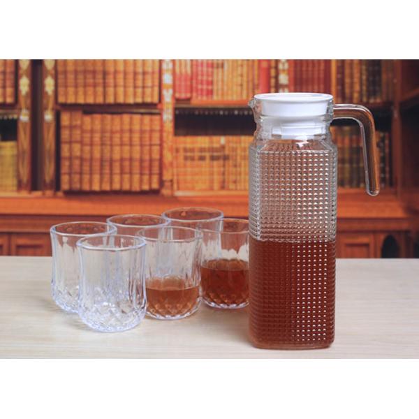 1L Beautifully Etched Glass Pitcher Lead Free Soda Lime Glass Material