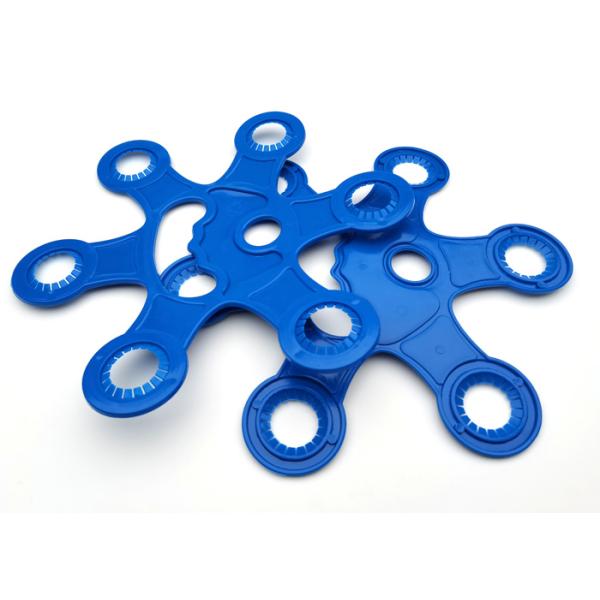 Blue Color HDPE Plastic Bottle Handles For 6 Beverage Bottles Carry