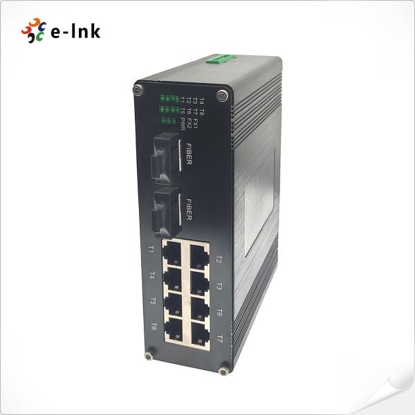 Interruptor PoE industrial 1000M de 8 puertos Gigabit 30W PoE+ 2 x SC de doble fibra DIN