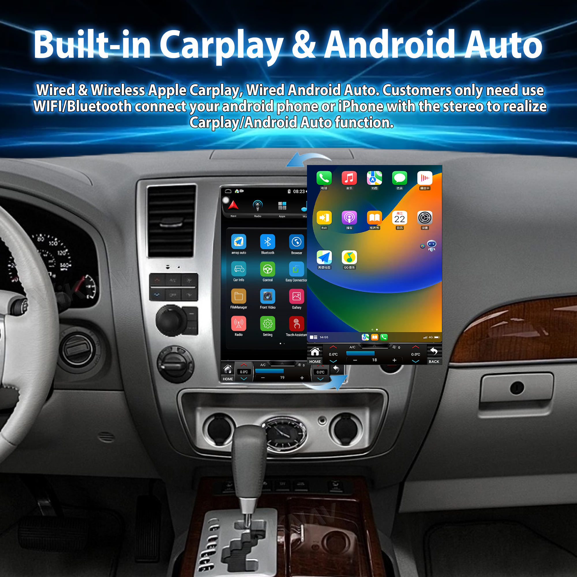 Viknav Android Авто сенсорный экран Автомобильное радио 12,1 дюйма Для Nissan Armada 2009-2010 GPS навигационный головной блок Видеоплеер