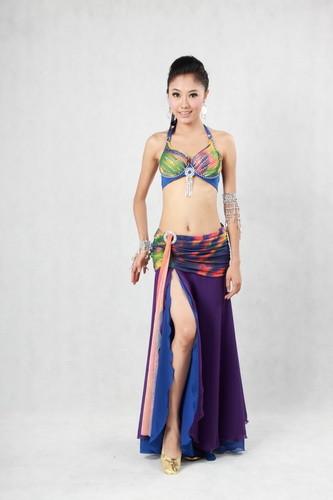 3pcs Elegant Tie Died Chiffon Belly Dance Costume Belly Dance Dresses Stage Performance Belly Dance Wear