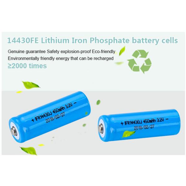 батарея лития гальванических элементов LiFePO4 3.2v 450mAh 14430 перезаряжаемые