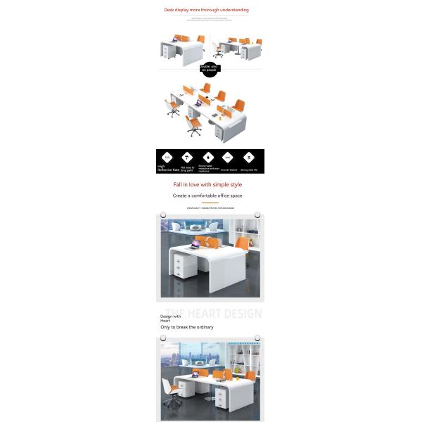 Embalaje de correos Escritorio de escritorio moderno y sencillo de laca blanca para 4 personas