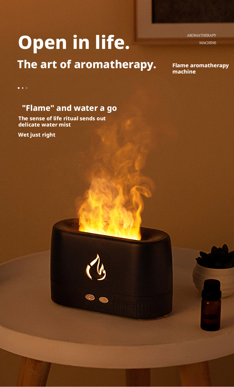 Essential Oil Flame Aromatherapy Diffuser USB Powered With LED Flame Light OEM Size