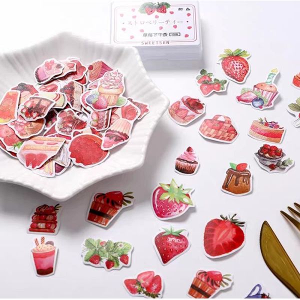 Printing Waterproof Kiss Cut Stickers Cute Strawberry Fruit Packaging Label