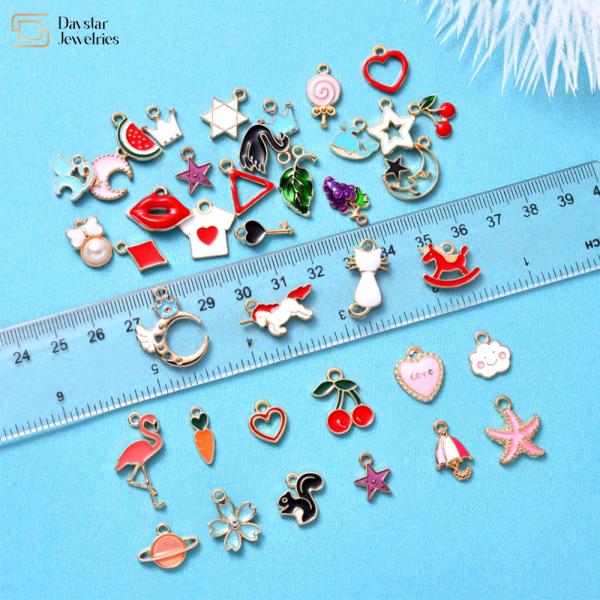 Gold Plated Enamel Pendants For DIY Necklace Bracelet Earring Craft Supplies