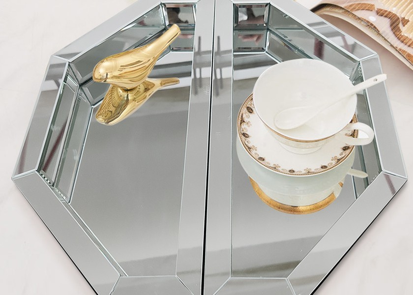 Silver Mirror Resin Tray with MDF Material and Customizable Color Options