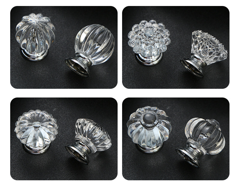Diamond Crystal Handles Single Hole Pots Lids Top Beads Wardrobe Doors Acrylic Plastic Furniture Drawers  Handles for Bedroom