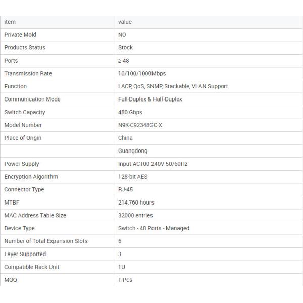 N9K-C92348GC-X 350 Series 48 ports Managed Switches