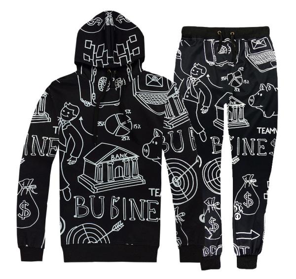 wholesale man's full white printing jogger tracksuit or oem service custom logo jogger sport suits