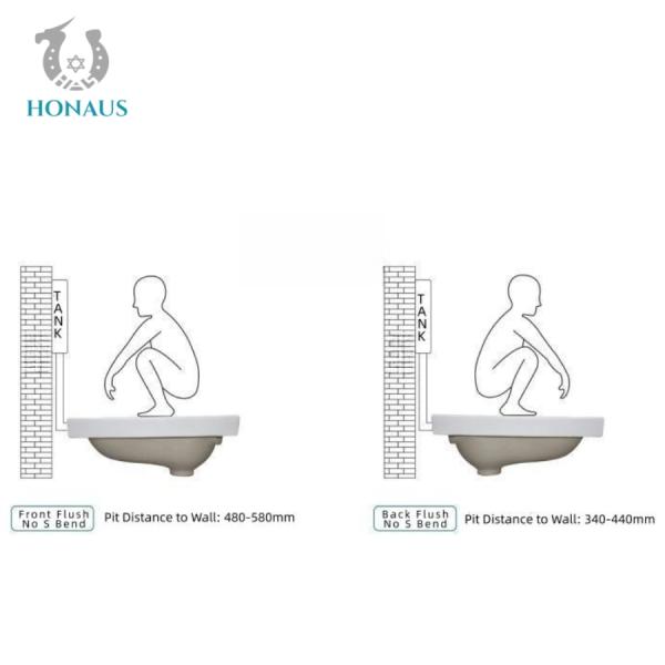 620*450*190mm Squatting Pan Ceramic Without Cistern Front Back Flush