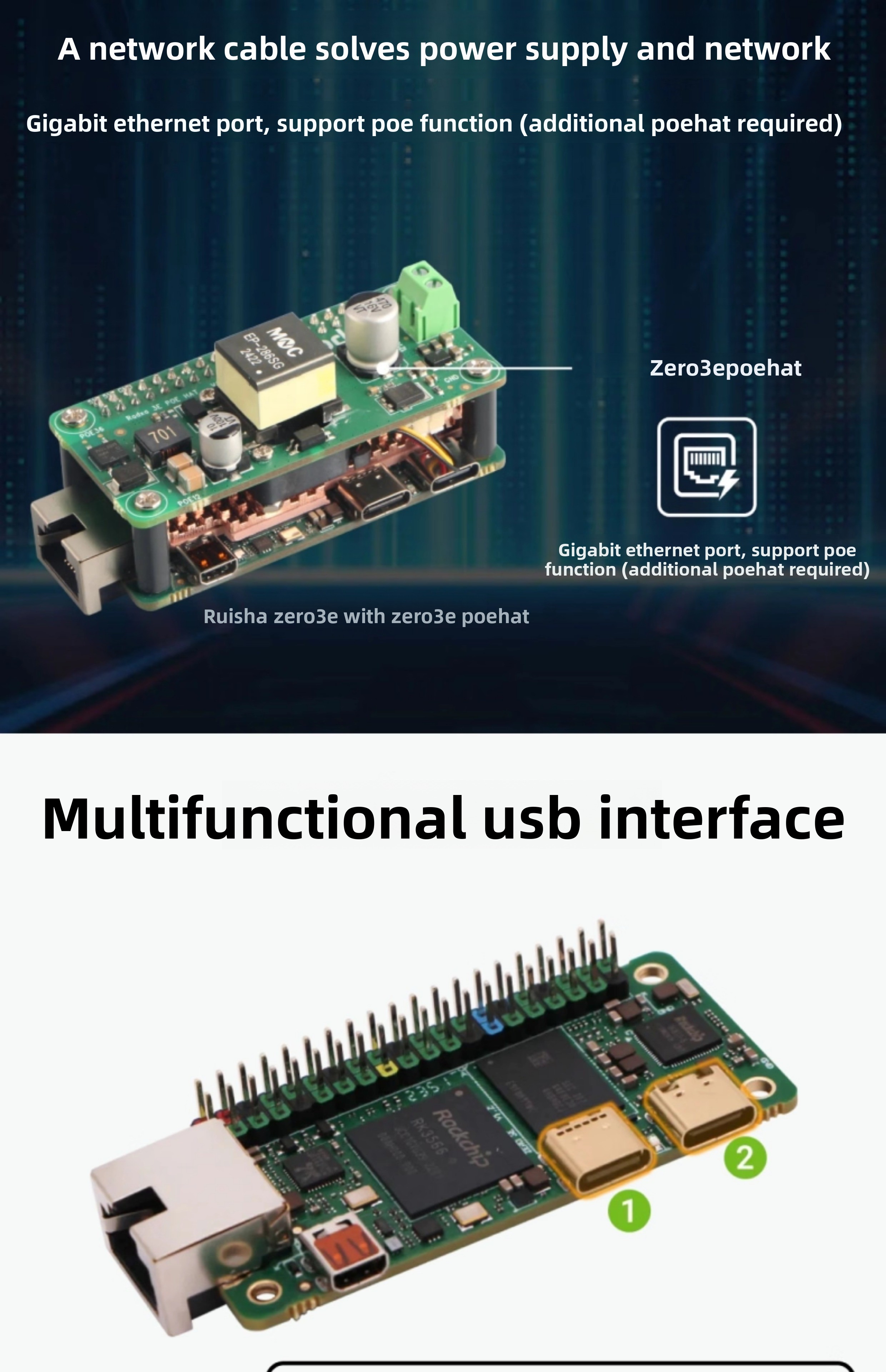 Radxa Zero 3E Single-Board Computer RK3566 Quad-Core CPU Development Board for GPU Racing Drones Accessories Supports Drone