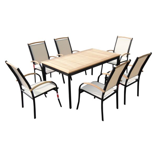 Water Proof Garden Outdoor Furniture Brushed Aluminum Table Patio Restaurant Dining Set