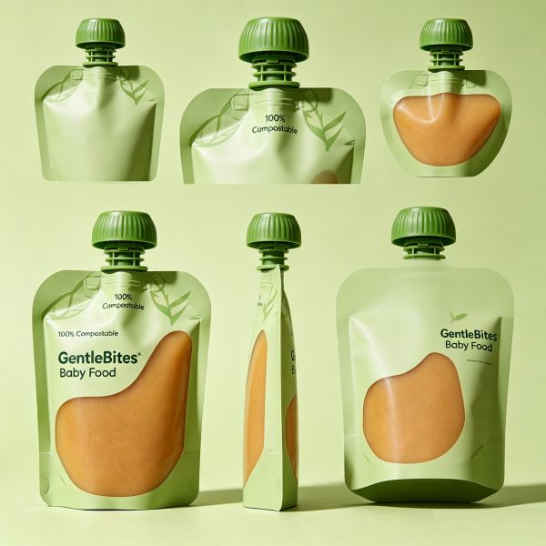 100% Compostable Baby Food Spout Pouch - Eco-Friendly Sustainable Packaging for Organic Purees