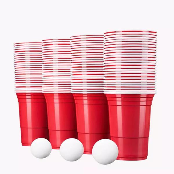 16 Oz Red Plastic Party Cups PS Disposable Solo Red Cups For Wine Beer Cold Drinks