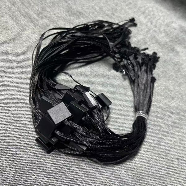 String Style Black Hang Tag String 7 Inches Length High Durability Ensures Secure Attachment on Clothing and Merchandise