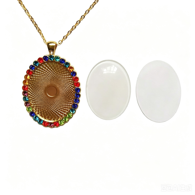 Round And Heart Sublimation Crystal Necklace Valentine'S Day Supplies Creative Sublimation Jewellery