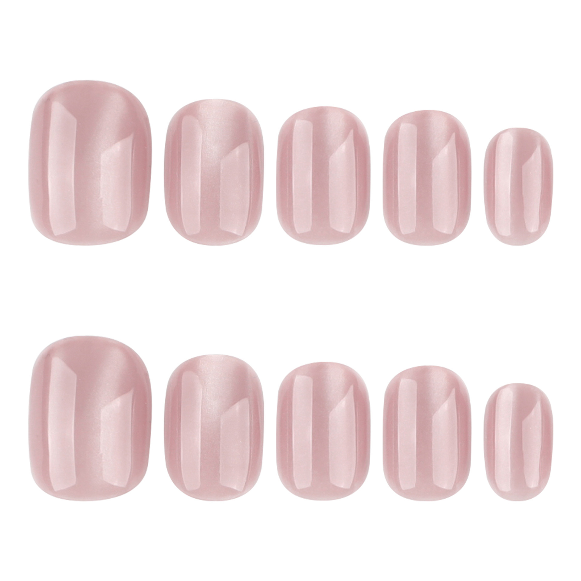 24Pcs Nude Cat Eyes Press On Nails OEM ODM Round Cat Eye Nails