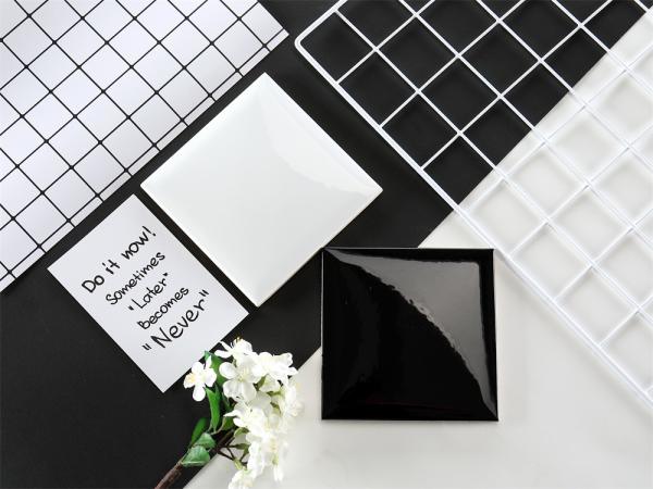 Black White 152x152mm Glossy Ceramic Wall Tiles for Bathroom
