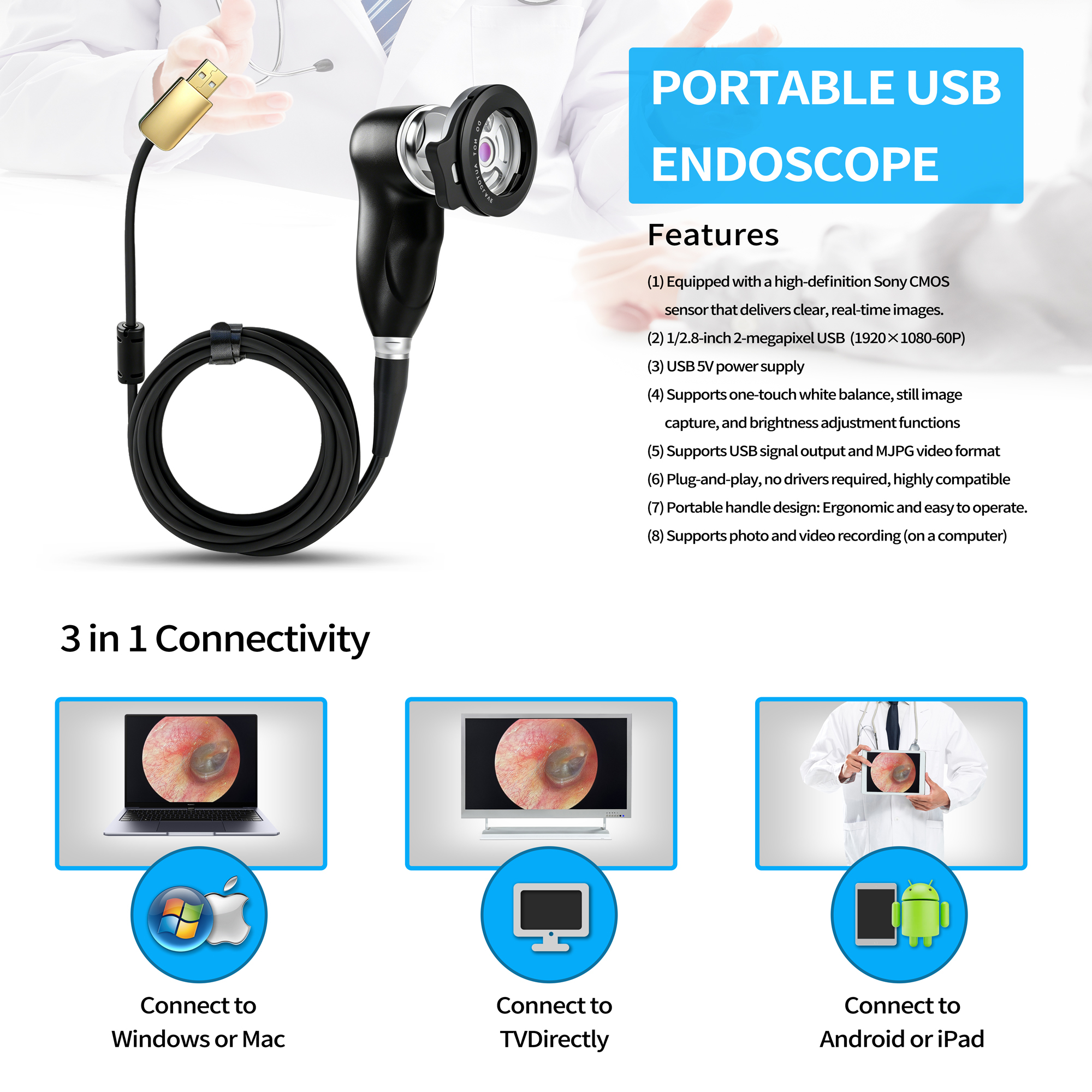 4K Endoscope Camera Supporting Precise Visual Diagnostics and Detailed Industrial Inspections with Clear Imaging