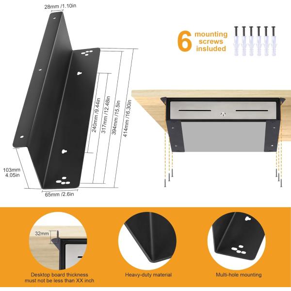 Work Process Under Counter Mounting Metal Bracket for Organized Cash Register Setup