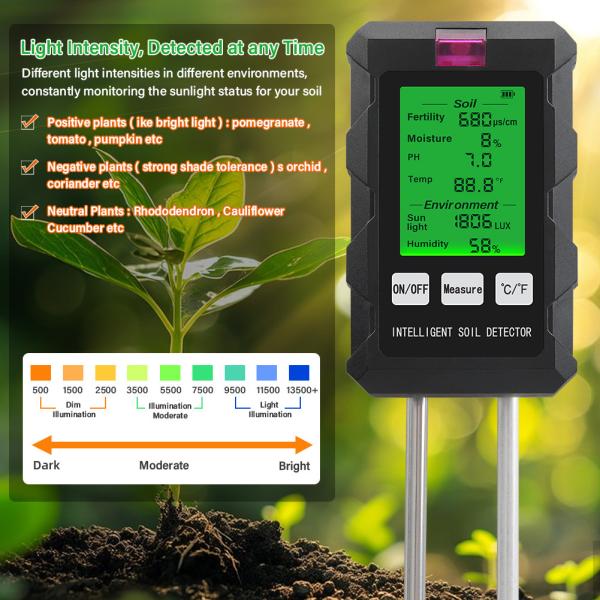 Analyseur de sol intelligent 6 en 1: parfait pour les jardiniers, les agriculteurs et les amateurs de plantes