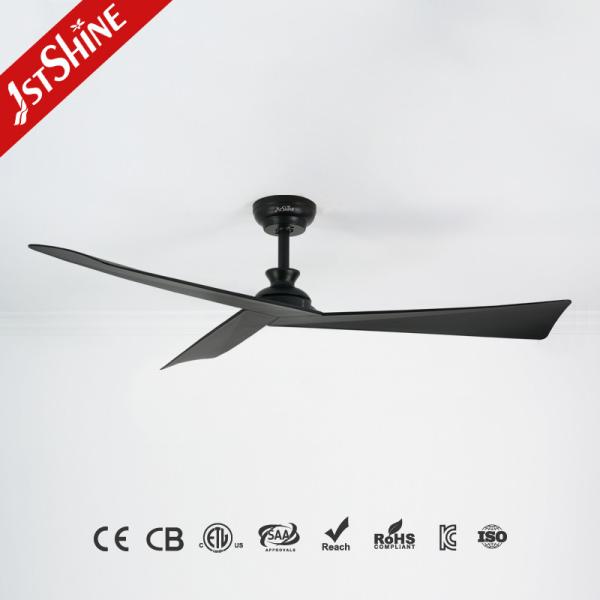 Black Finish DC Motor 5 Speeds Remote Control 3 ABS Blades Ceiling Fan Without Light