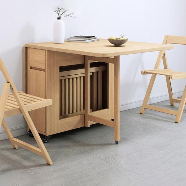 Folding Kitchen Dining Table, Wooden with Storage Extension Chairs, Eating, Study Working Platform Drawer