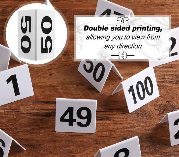 Plastic Party Event Decorations Table Number Labels Holder Supplies Waterproof Printable Custom Signs