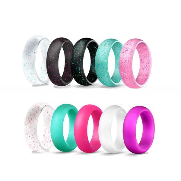 Breathable Fashion Unisex Silicone Wedding Rings 5.7mm Wide in Variety of Colors Geometric Shape for Anniversary