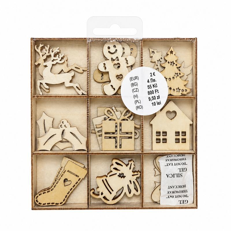 Assorted Wooden Holiday Cutout Ornaments Craft Set