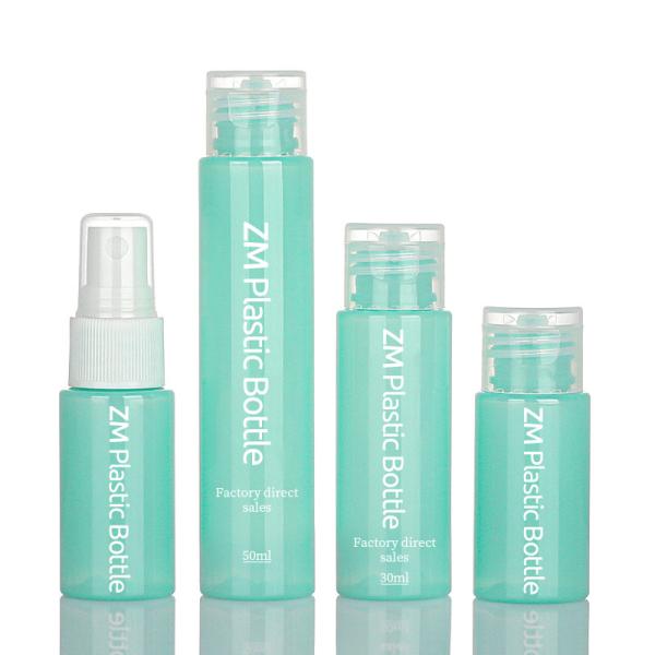 Plástico cosmético da cor verde 50ml de garrafa do pulverizador do produto comestível com Flip Cap